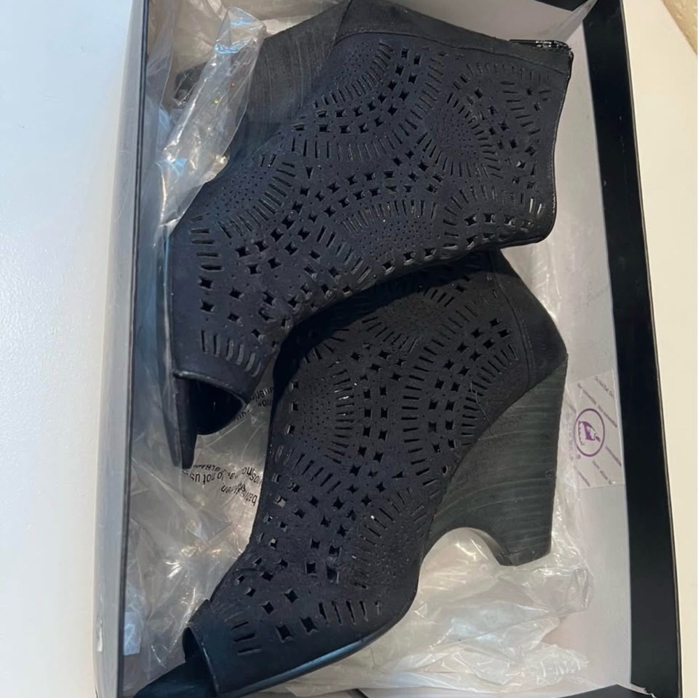 INC International Concepts Black Cutout Ankle Booties